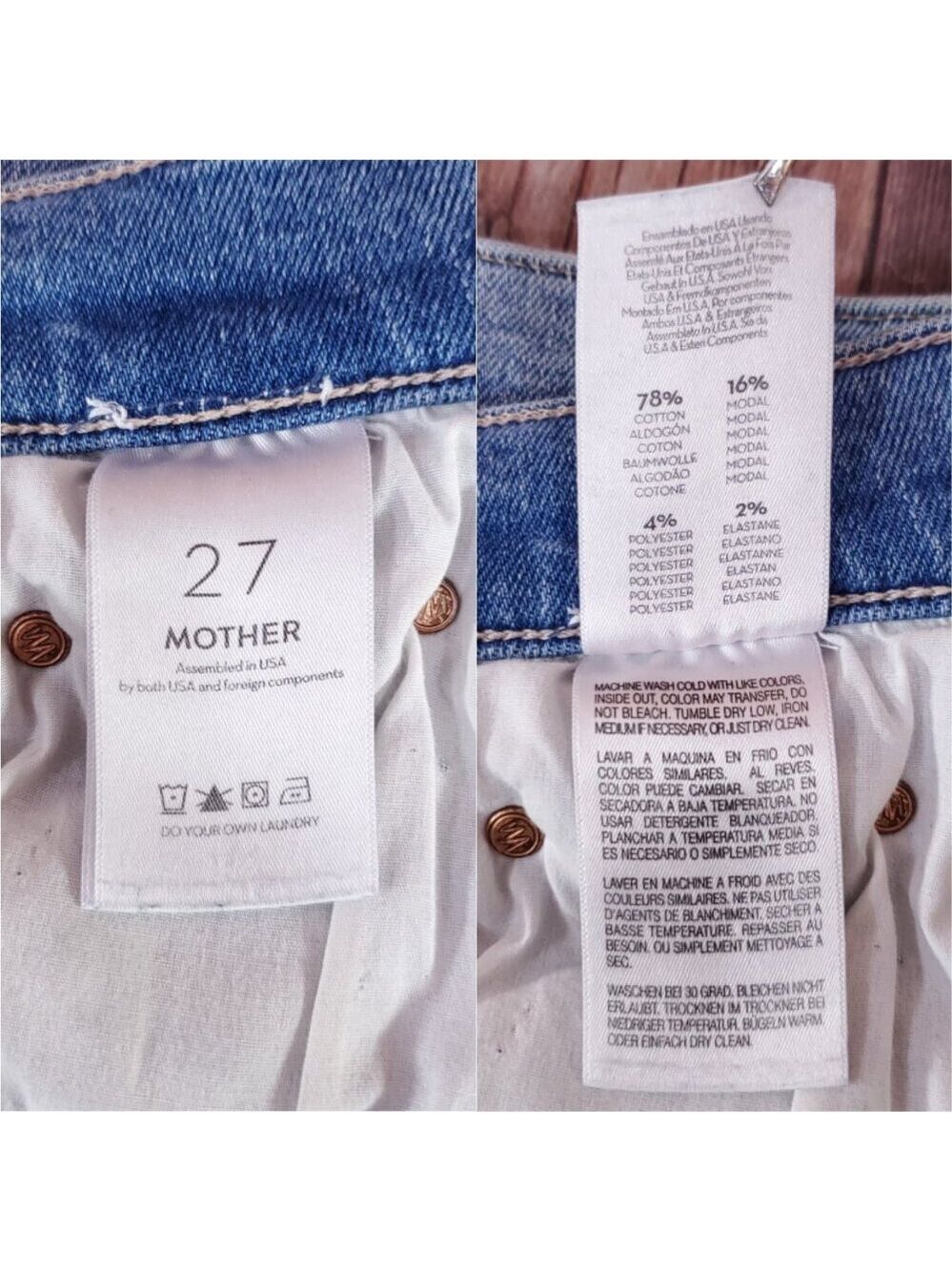 Mother Womens Size 27 The Tomcat Play Like A Pirate Straight Leg Jean Distressed - Picture 14 of 16